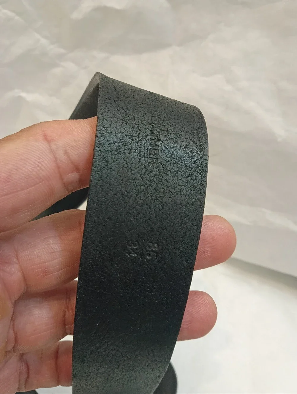 John Varvatos Black ILeather Belt Men’s Size 34 Distressed Buckle Made In Italy